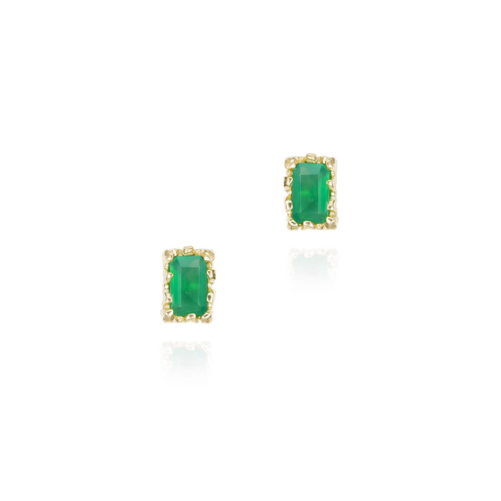 Earrings with Green Onyx in Sterling Silver with 18KY Vermeil