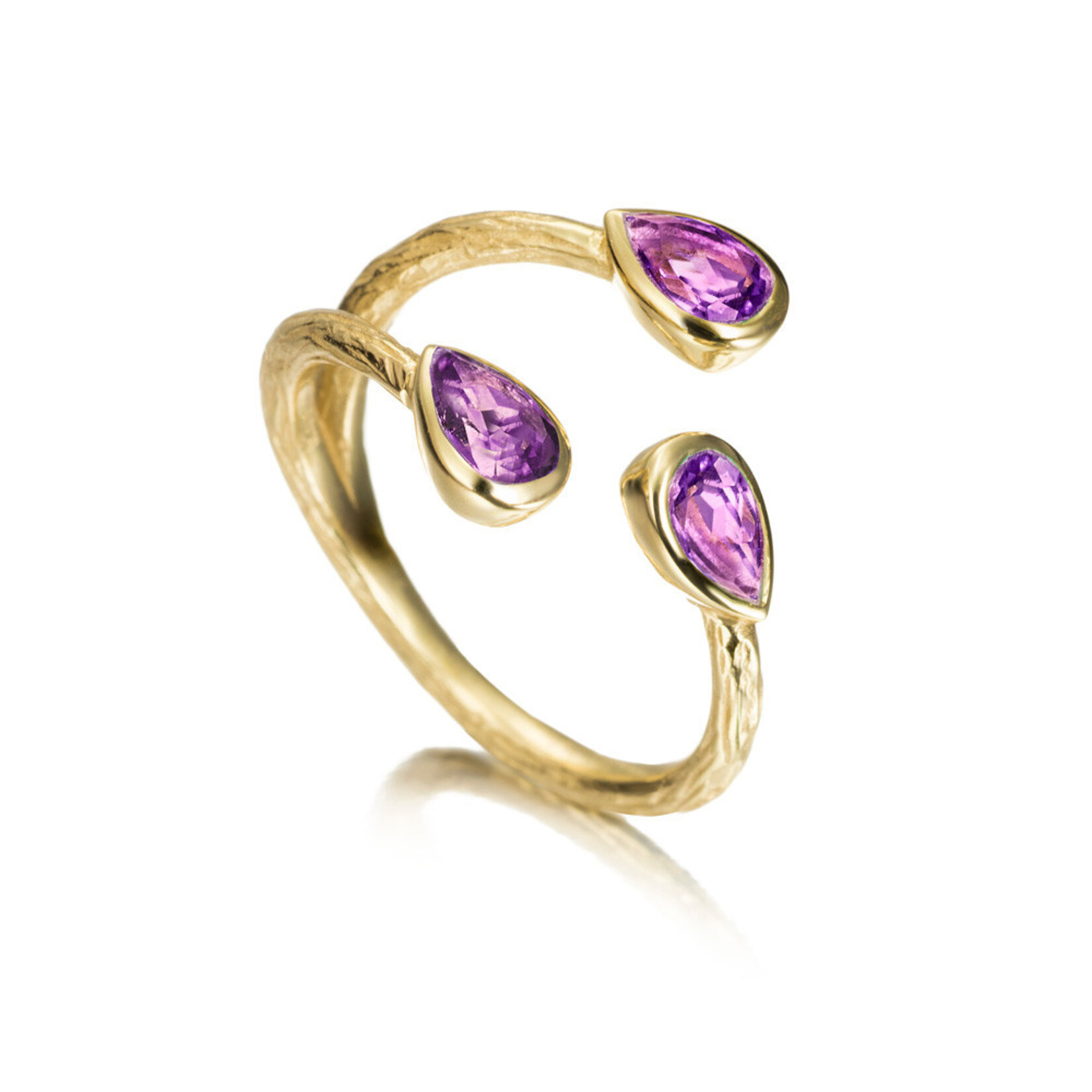 Ring with Amethyst in Sterling Silver with 18KY Vermeil