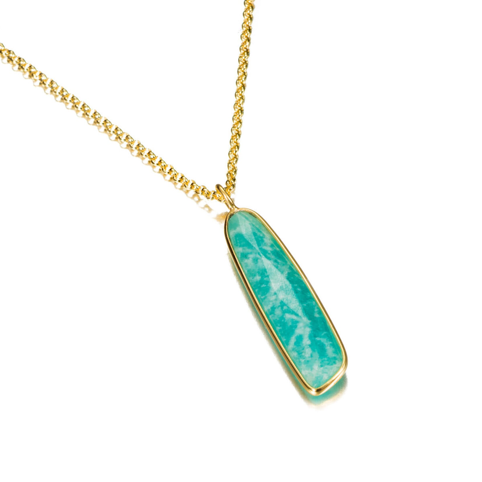 Pendant with Amazonite in Sterling Silver with 18KY Vermeil