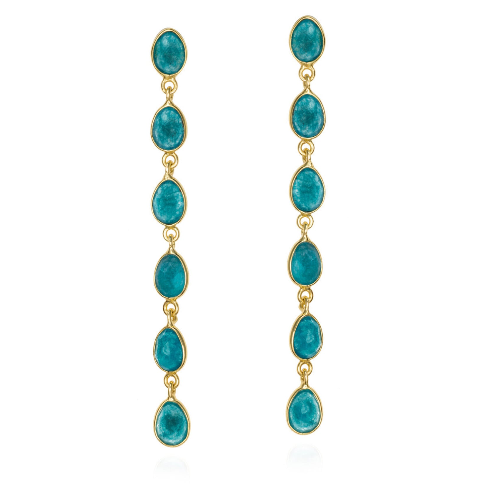 Long Earrings with Apatite in Sterling Silver with 18KY Vermeil