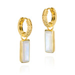 Hoop Earrings with Rainbow Moonstone in Sterling silver with 18KY Vermeil