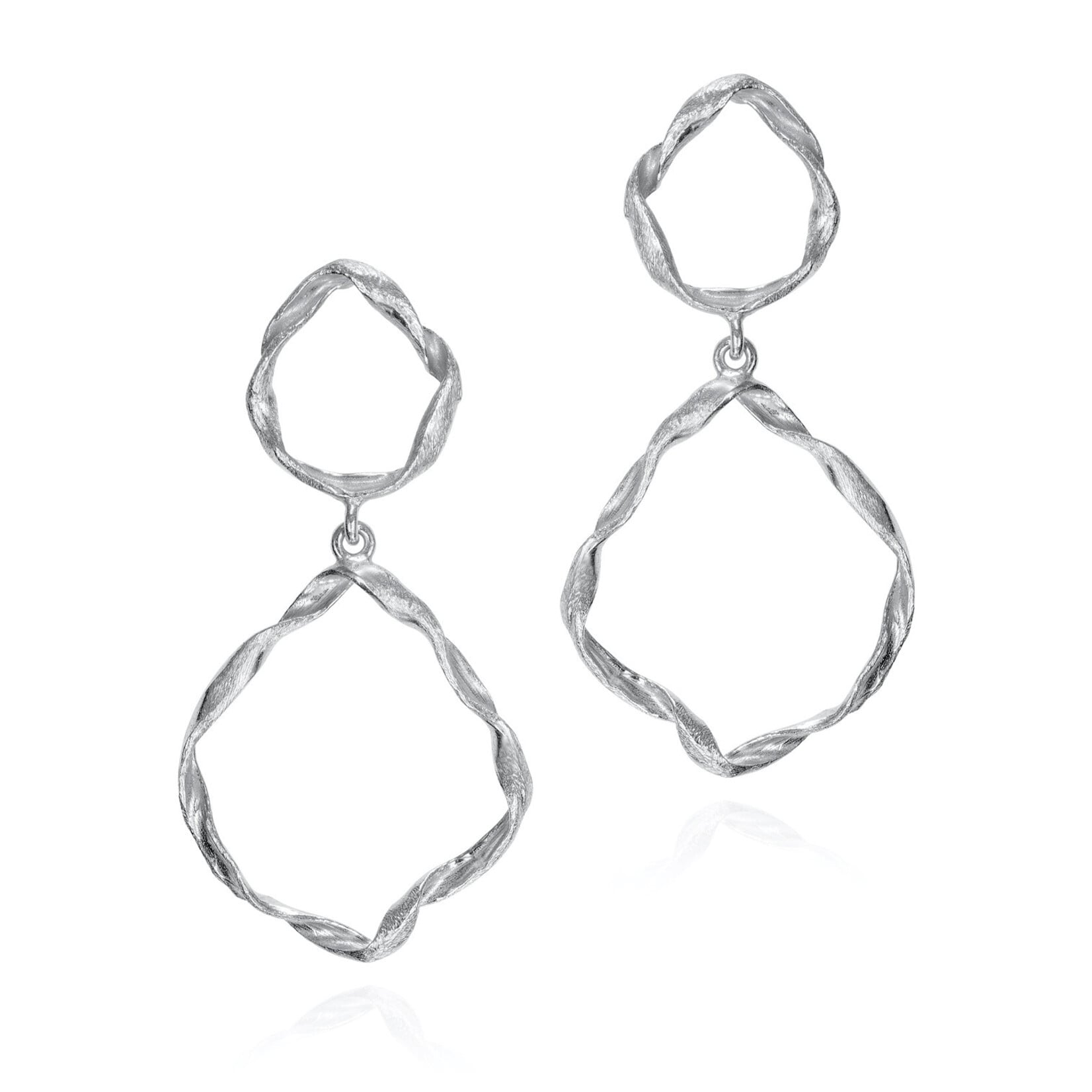 Irregular Two-link Earrings in Sterling Silver 925