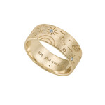 Engraved Sterling Silver Ring in 18KY Vermeil with Blue Topaz