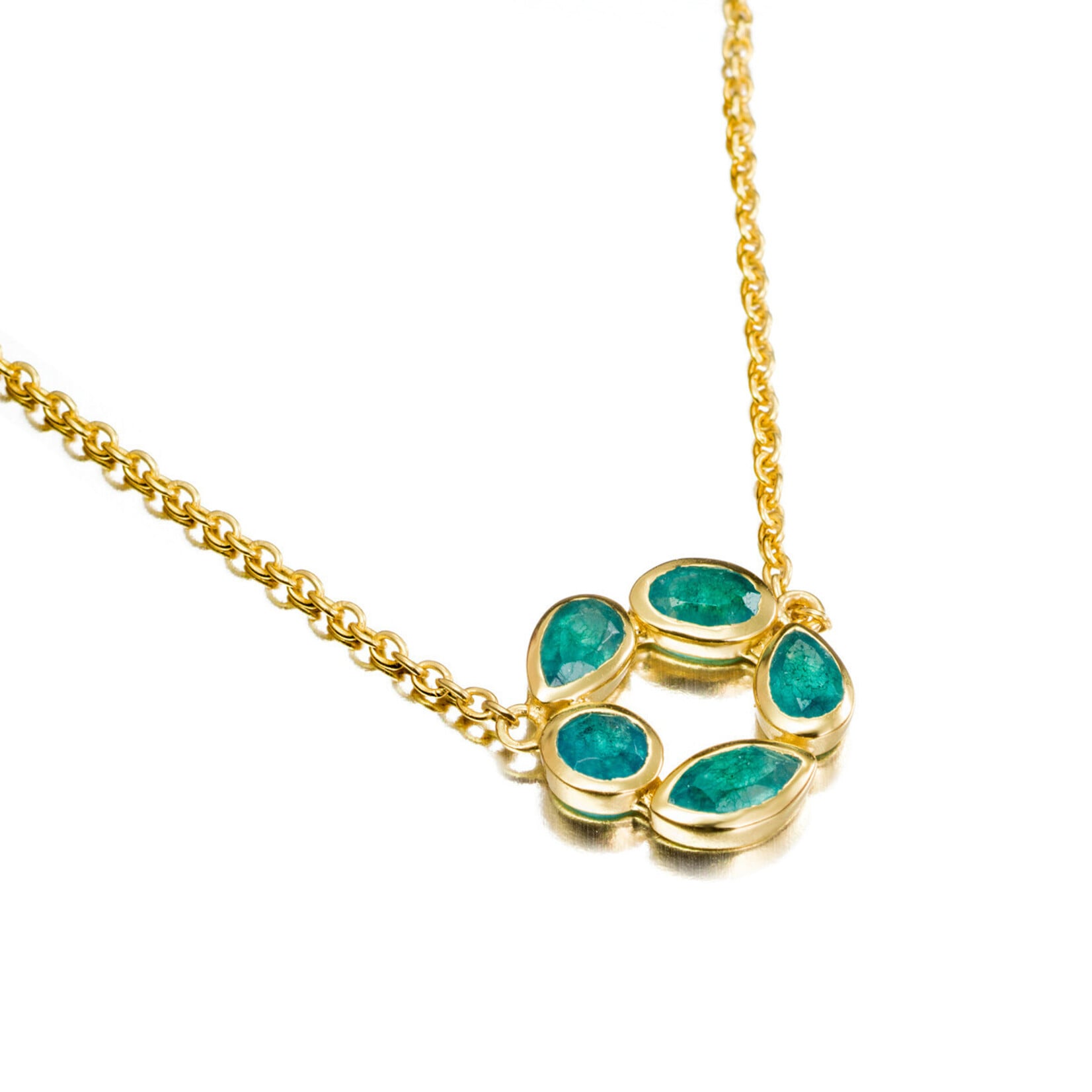 Flower Necklace with Apatite in Sterling Silver with 18KY Vermeil