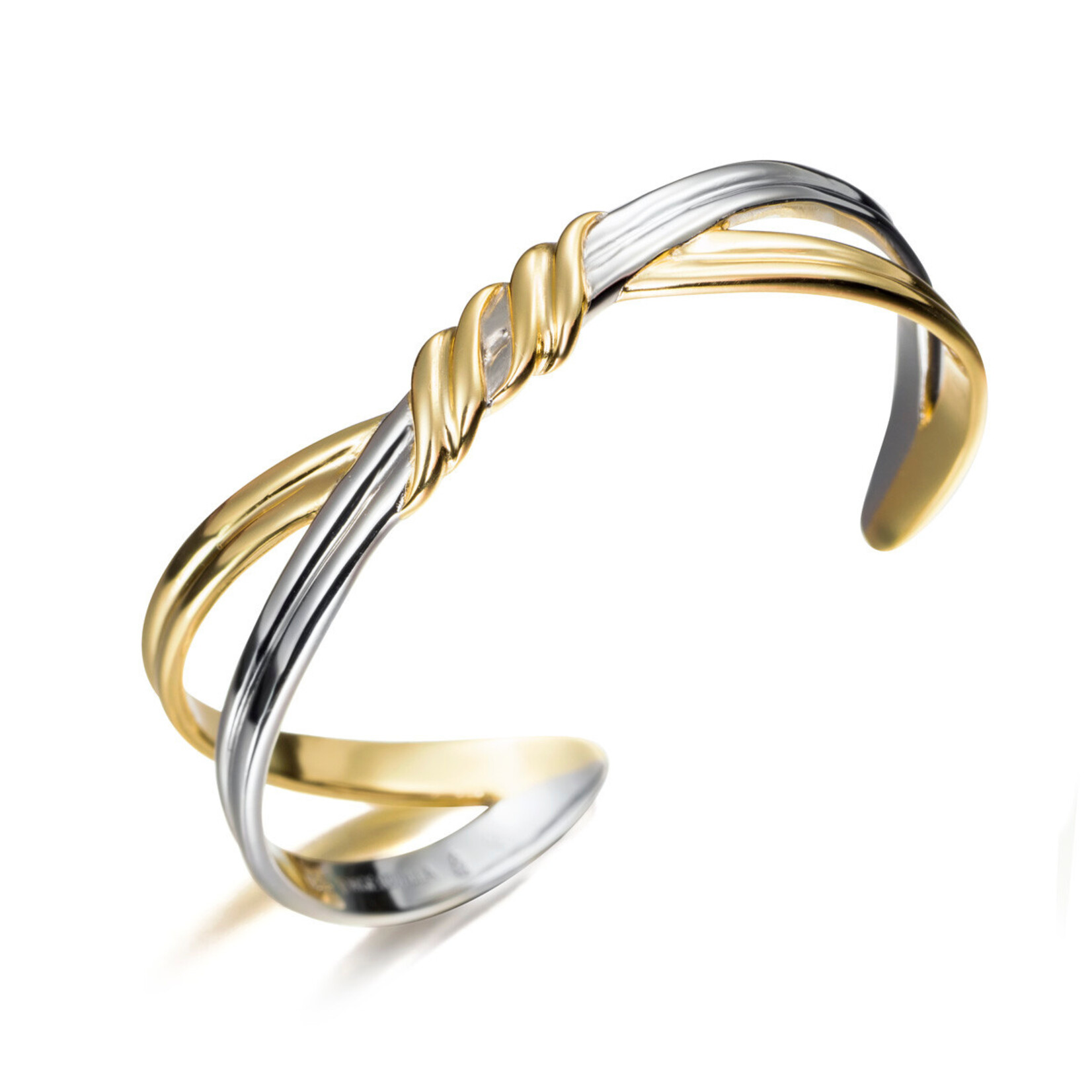 Double Twist Bangle in Silver and 18k Gold Vermeil
