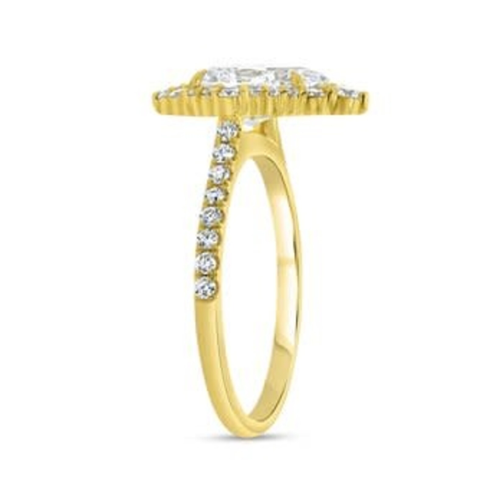 Uneek Jewelry Uneek 18K Yellow Gold Cubic Zirconium Halo Engagement Ring with Diamonds