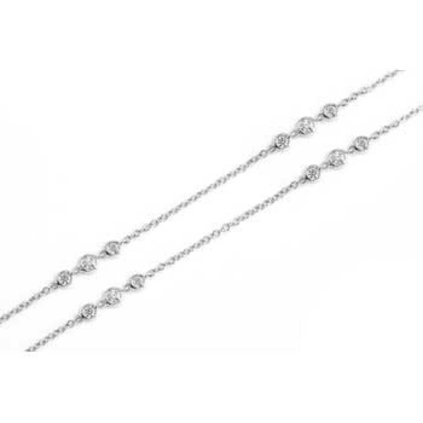 Uneek Jewelry Uneek 16" 18K White Gold Bezel-Set Diamond Station Necklace