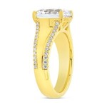 Uneek Jewelry Uneek 18k Yellow Gold Bezel Set Cubic Zirconium Engagement Ring with Diamonds