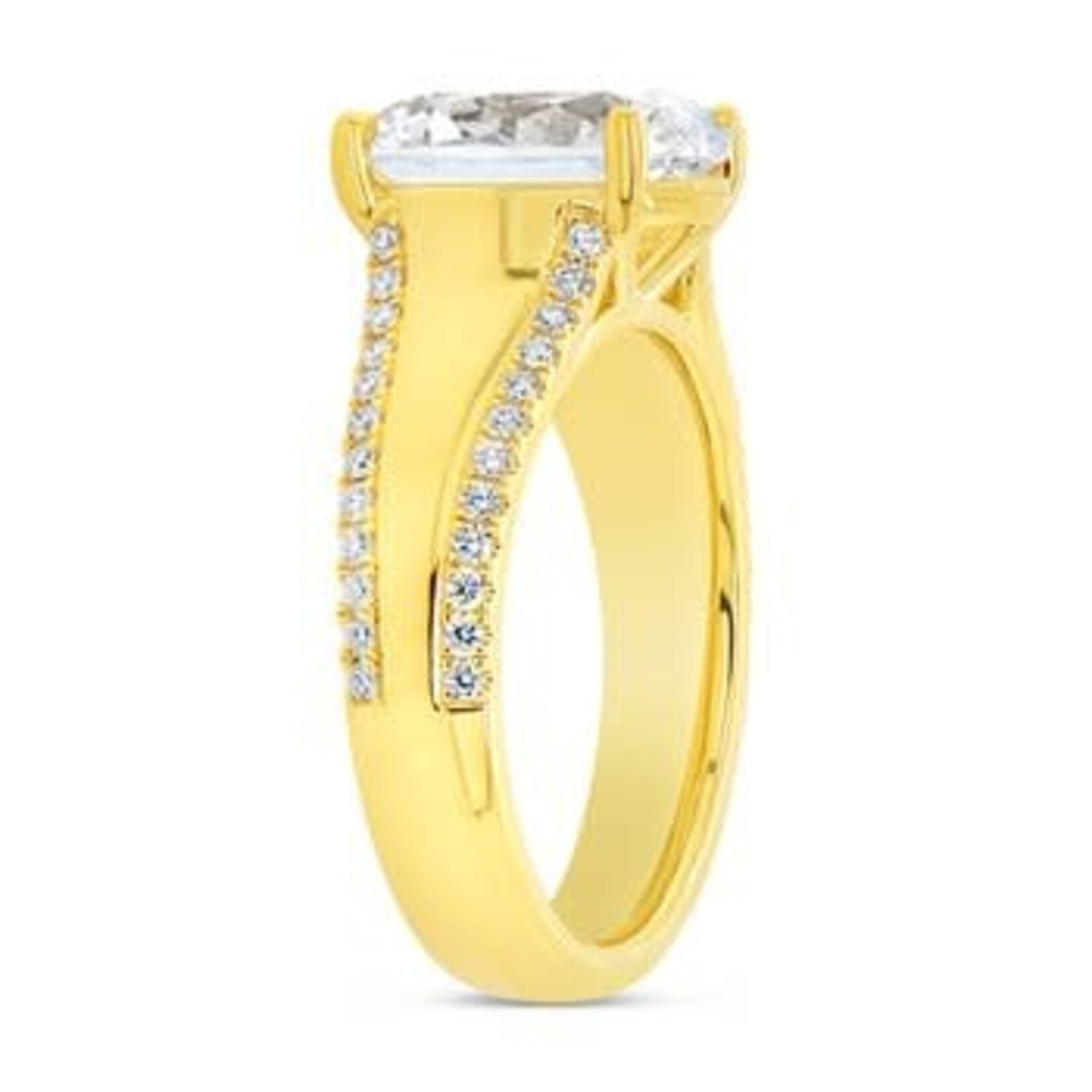 Uneek Jewelry Uneek 18k Yellow Gold Bezel Set Cubic Zirconium Engagement Ring with Diamonds
