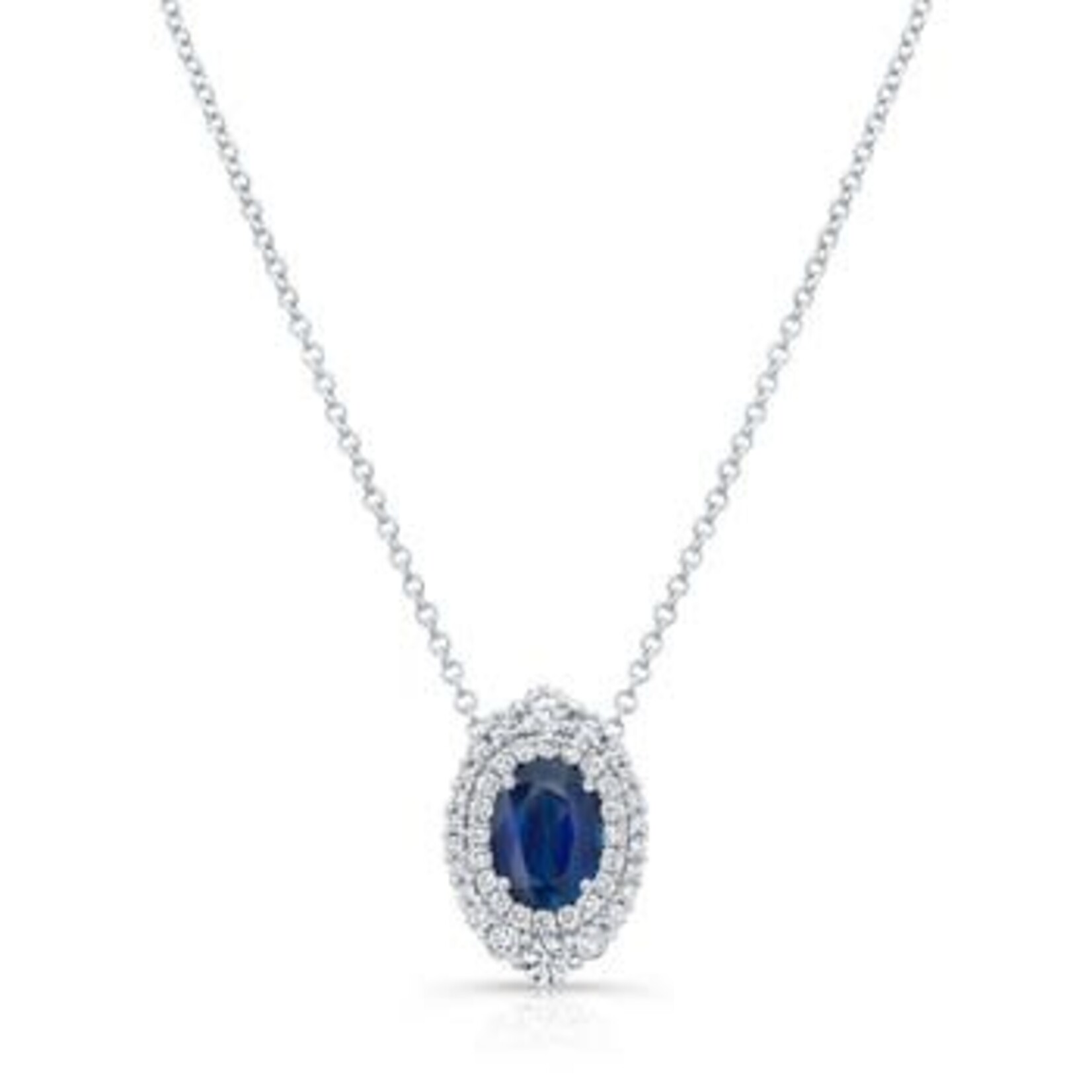 Uneek Jewelry Uneek 18" 18K White Gold Blue Sapphire and Diamond Necklace