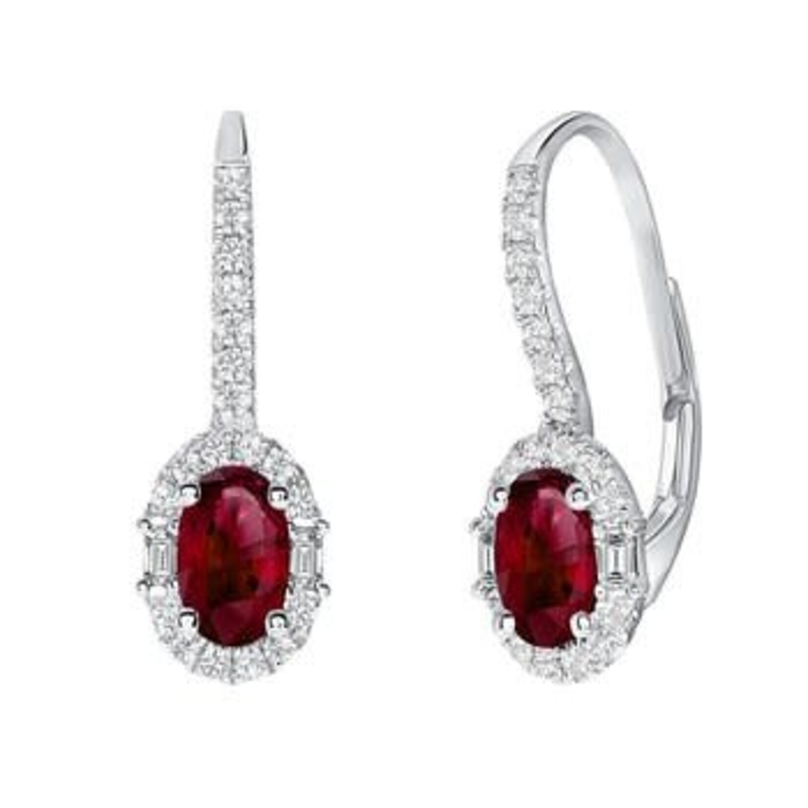 Uneek Jewelry Uneek 18K White Gold Diamond & Ruby Earrings