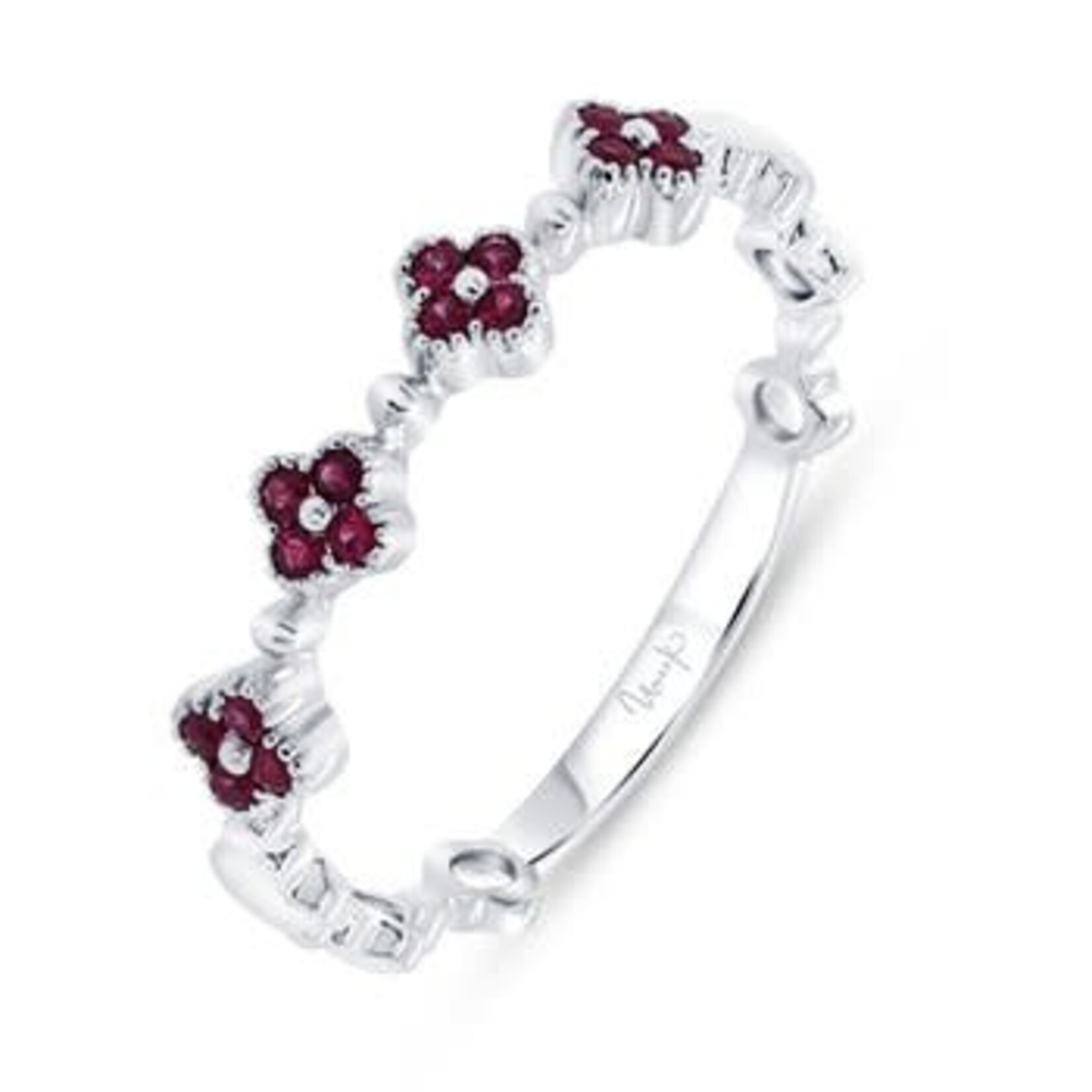 Uneek Jewelry Uneek 14K White Gold Ruby Clover Ring