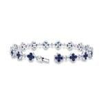 Uneek Jewelry Uneek 18K White Gold Clover Sapphire Bracelet
