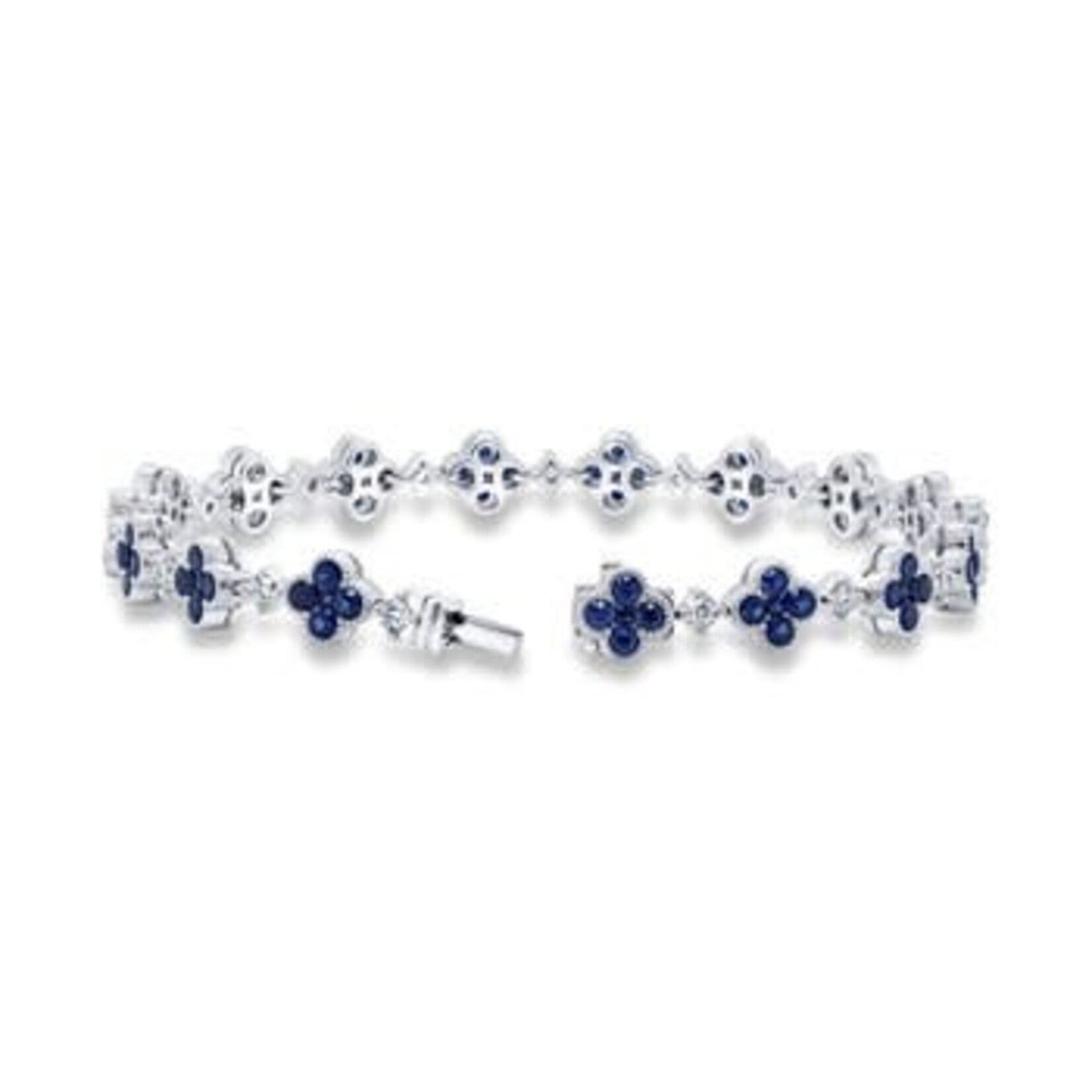 Uneek Jewelry Uneek 18K White Gold Clover Sapphire Bracelet