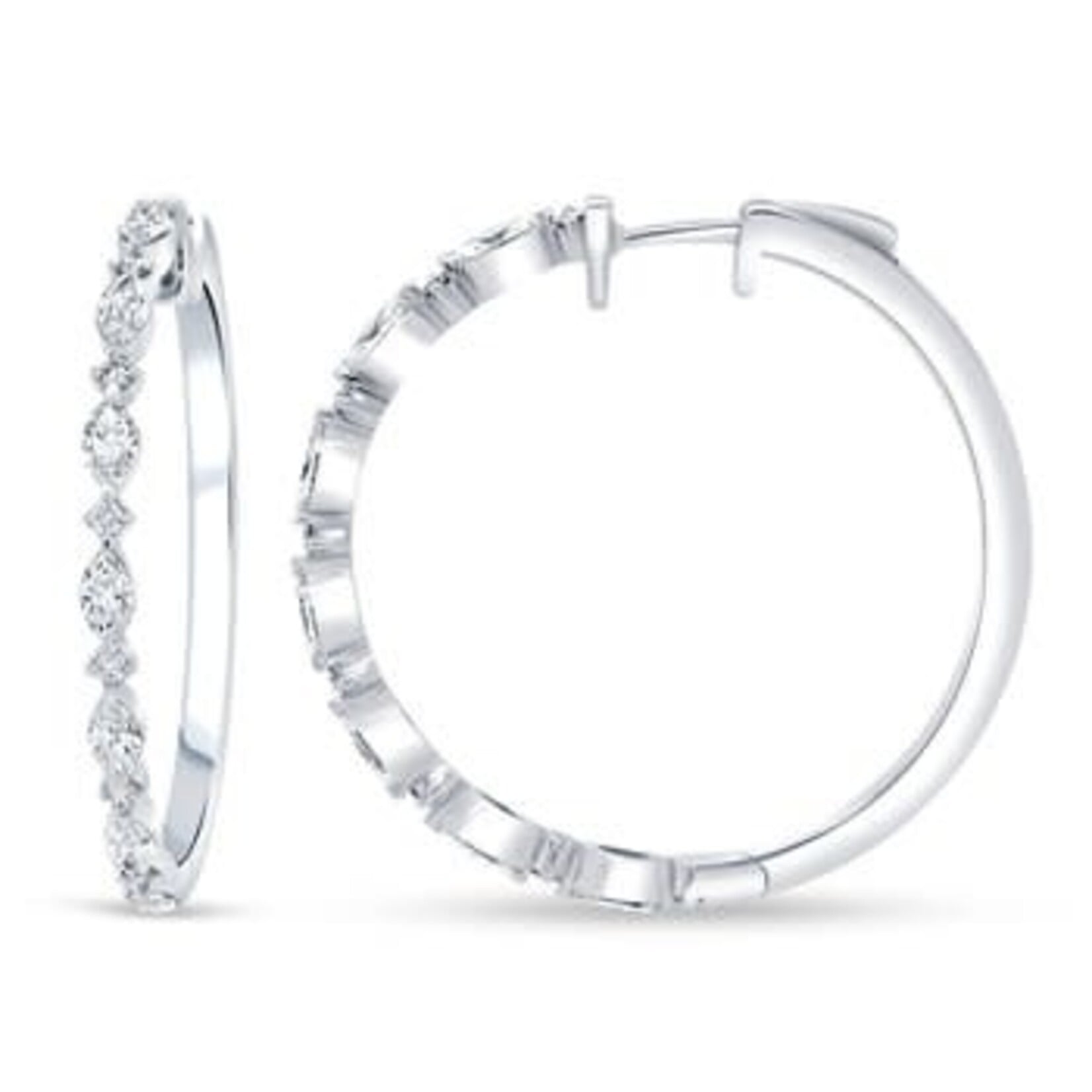 Uneek Jewelry Uneek 14K White Gold Diamond Hoop Earrings
