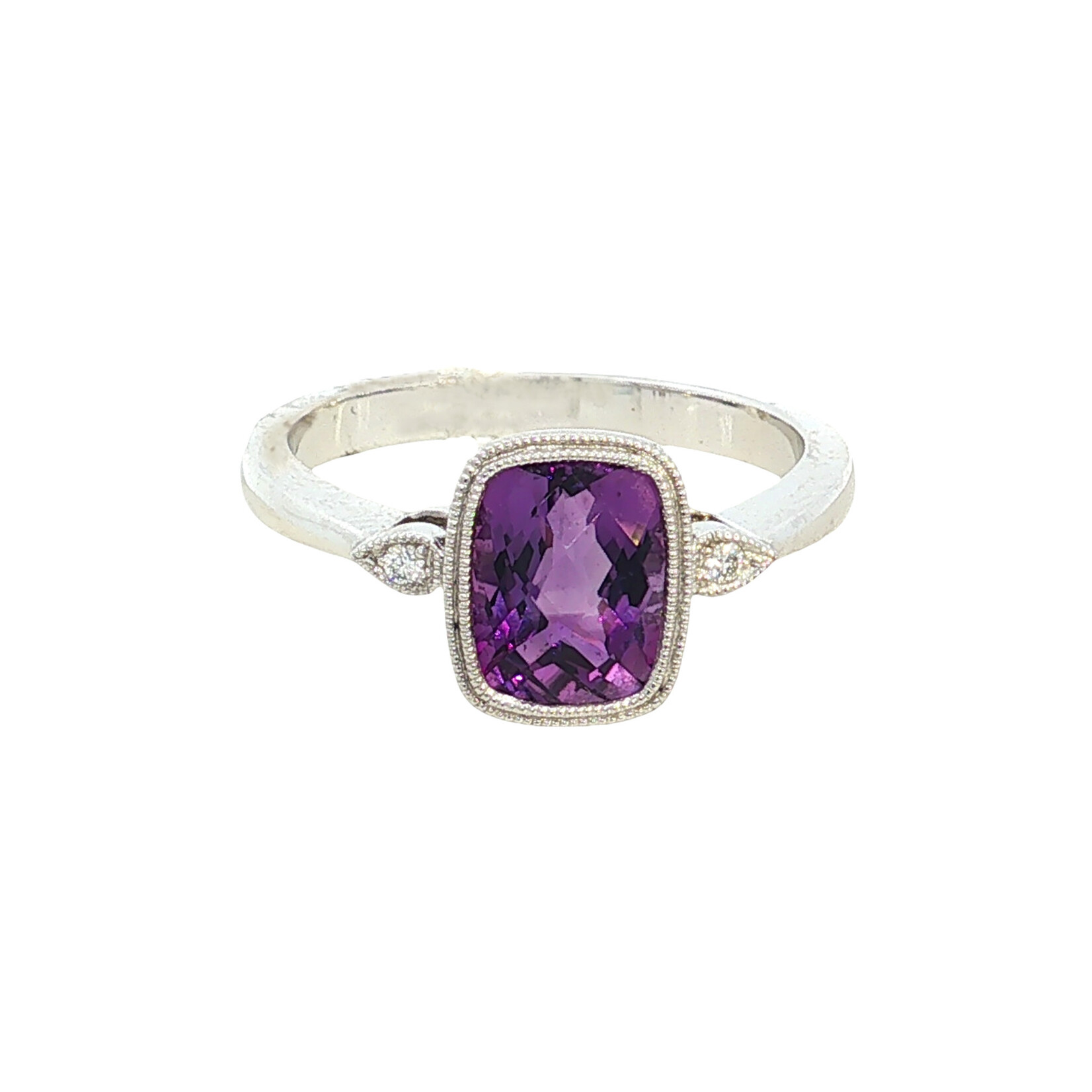 14KW Amethyst and Diamond Ring