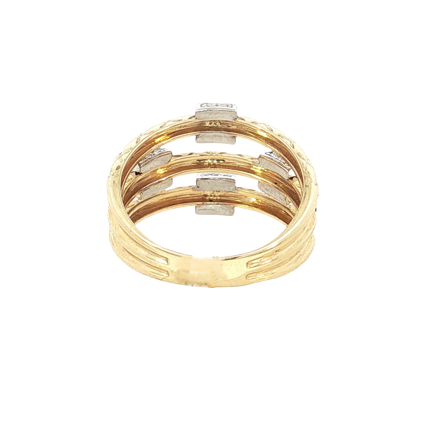 14KY Two-Tone Textured Diamond Ring