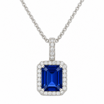 Chatham 14KW Lab-Grown Radiant-Cut Sapphire & Diamond Pendant