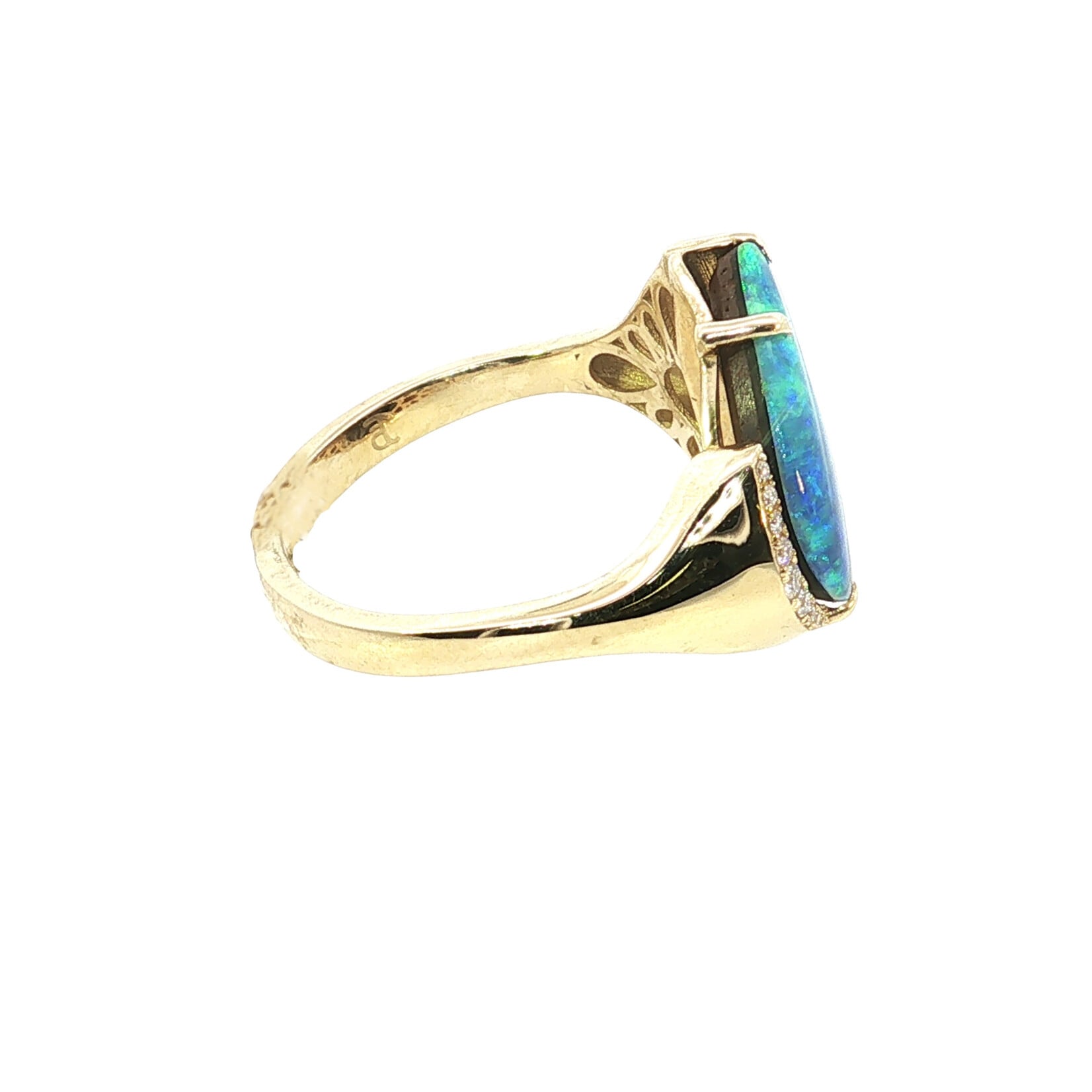 PeJay Creations PeJay 14K Yellow Gold Opal & Diamond Ring