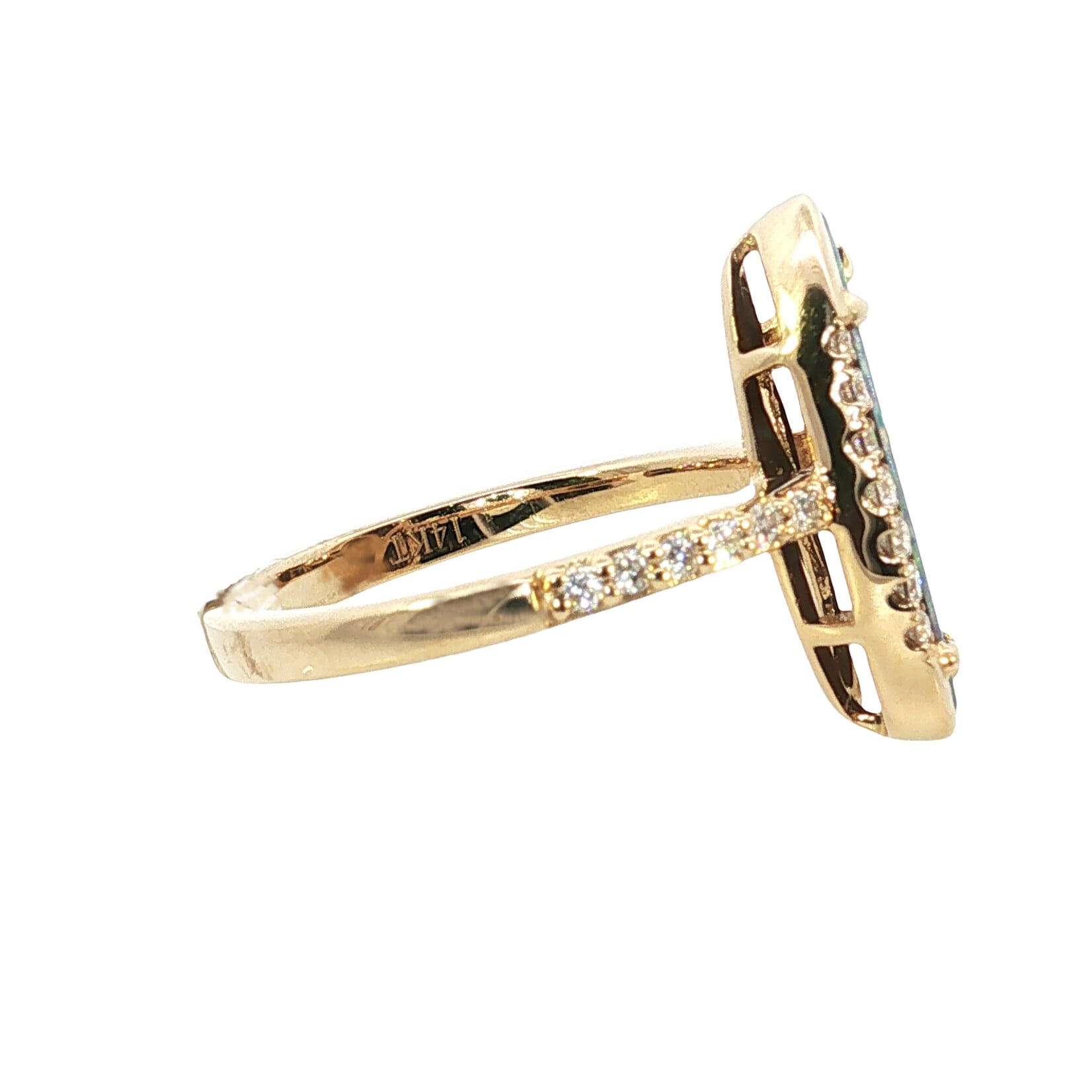 PeJay Creations PeJay 14K Yellow Gold Opal Doublet & Diamond Ring