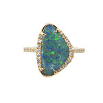 PeJay Creations PeJay 14K Yellow Gold Opal Doublet & Diamond Ring