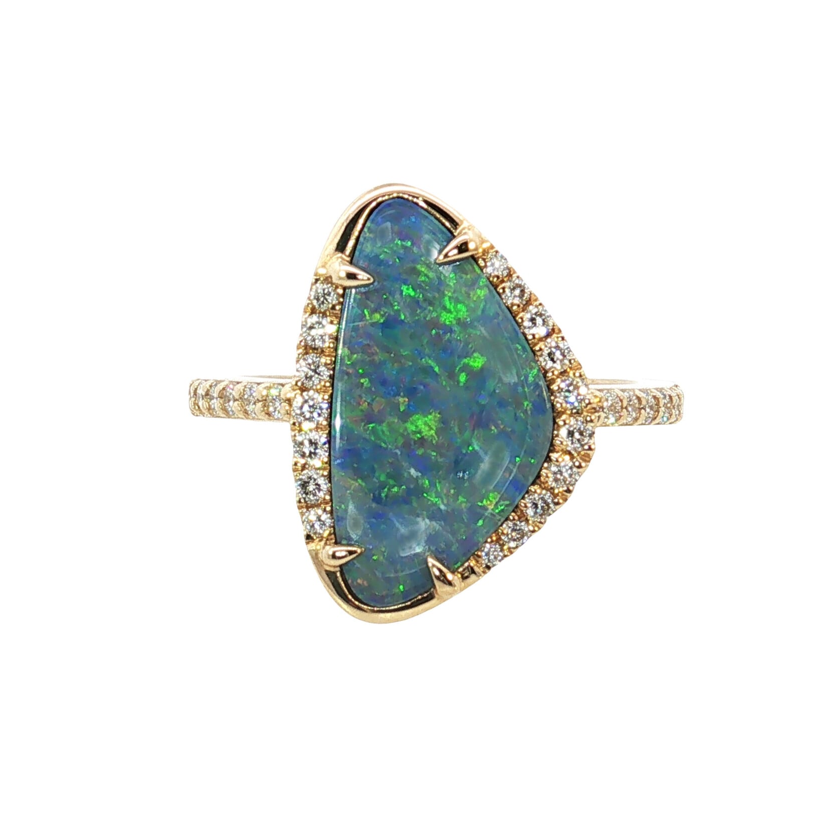 PeJay Creations PeJay 14K Yellow Gold Opal Doublet & Diamond Ring