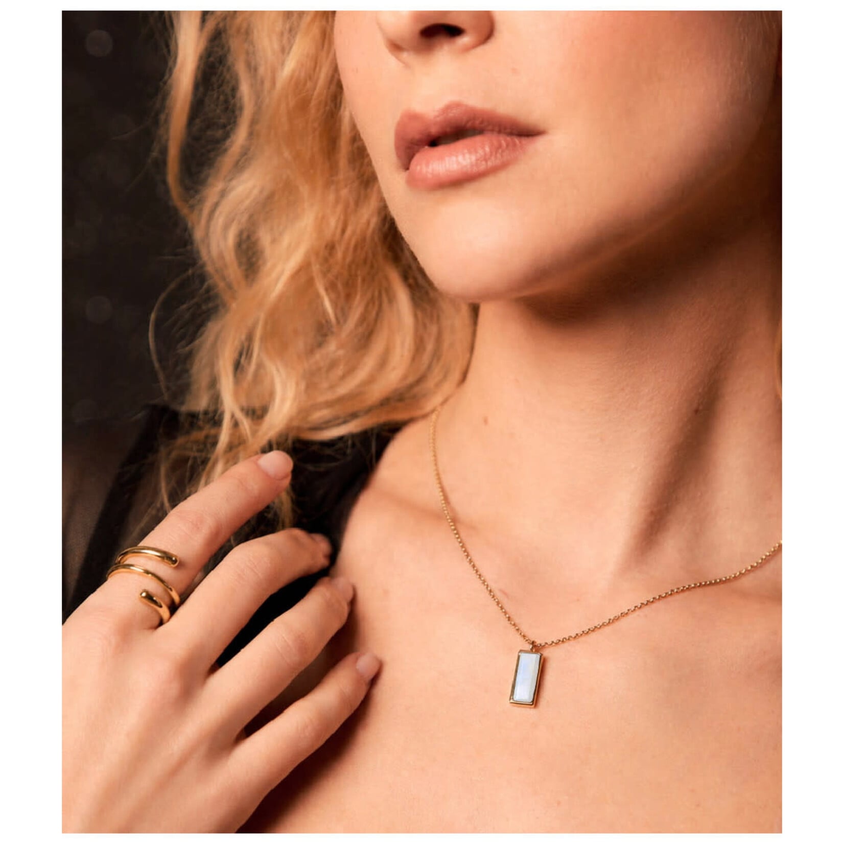 Rainbow Moonstone Pendant in Sterling Silver with 18KY Vermeil
