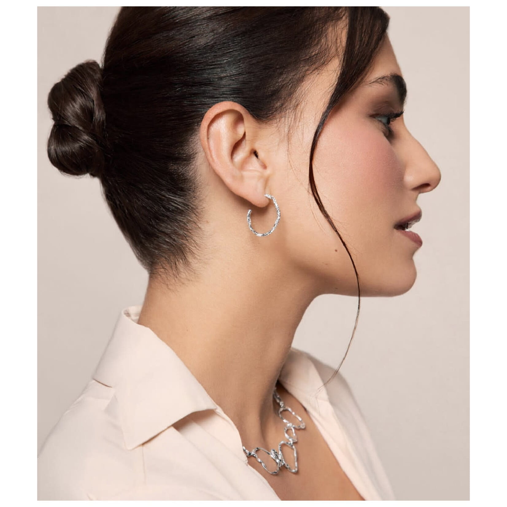 Irregular Hoop Earrings in Sterling Silver 925