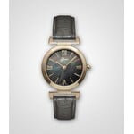 Belair Time Corporation Stainless Steel Gold-Plated 30mm Black Mother of Pearl Face Watch
