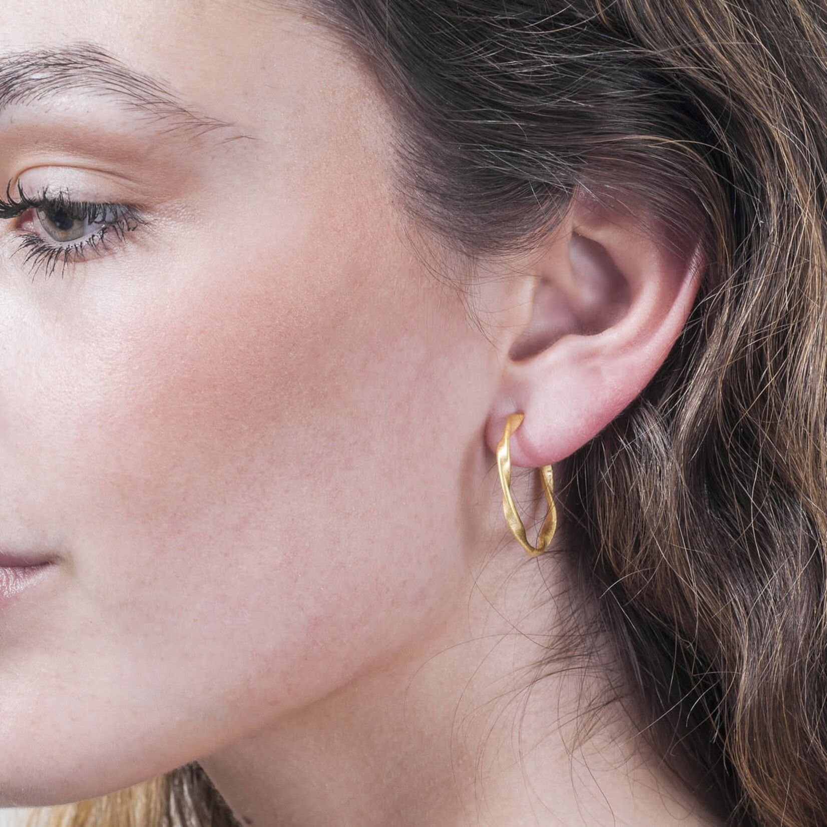 Spiral Hoop Earrings in Sterling Silver with 18KY Vermeil