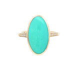 Kabana 14 Karat Yellow Gold Turquoise and Diamond Ring with Hidden Halo