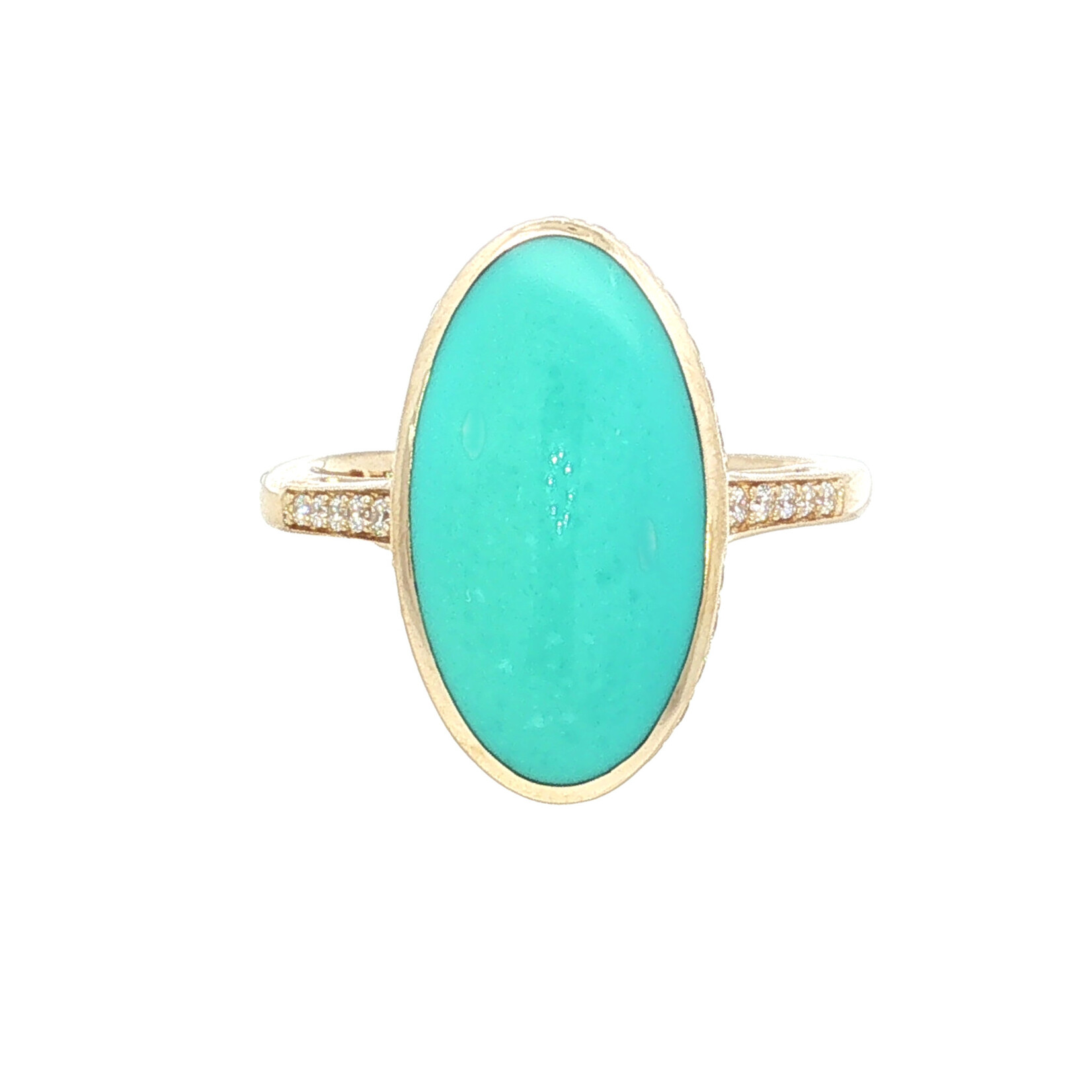 Kabana 14 Karat Yellow Gold Turquoise and Diamond Ring with Hidden Halo
