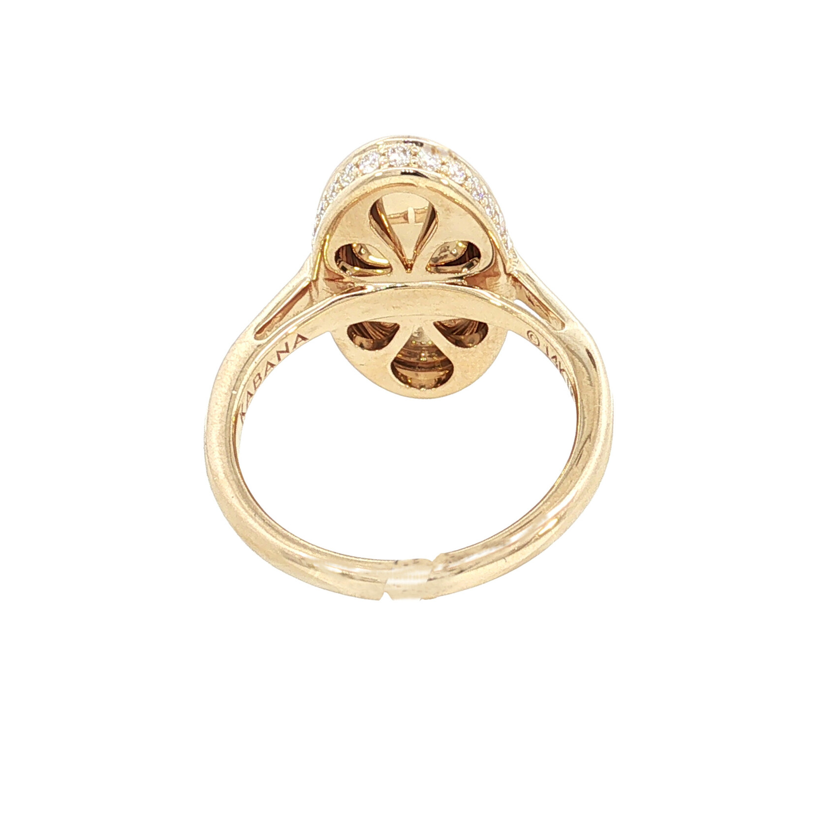 Kabana 14 Karat Yellow Gold Turquoise and Diamond Ring with Hidden Halo
