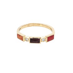 Kabana 14 Karat Yellow Gold Ring with Diamonds, Yellow MOP, Spiny Oyster, and Spiny Red Oyster