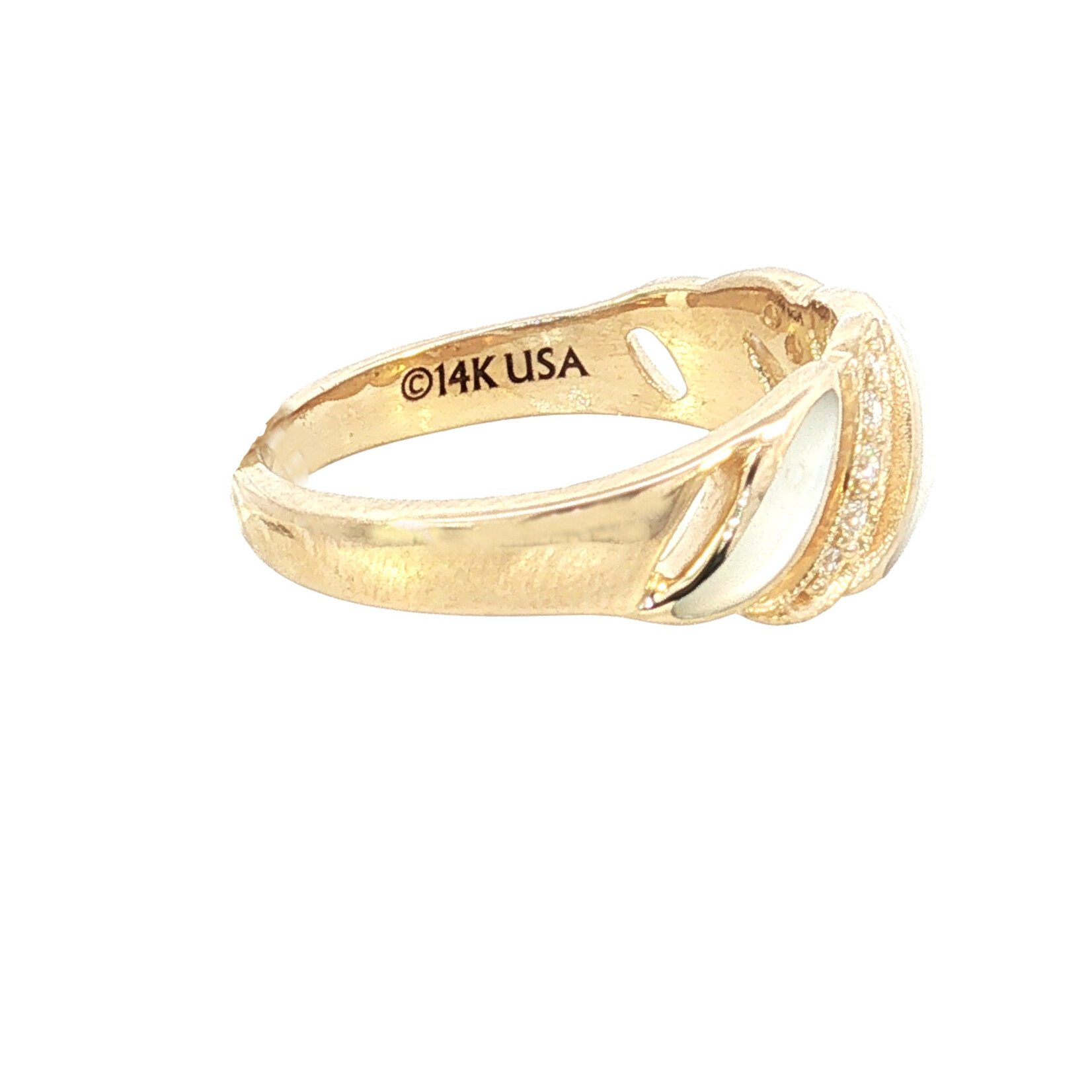 Kabana 14 Karat Yellow Gold Mother of Pearl and Diamond Ring