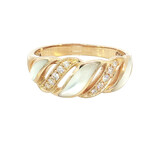 Kabana 14 Karat Yellow Gold Mother of Pearl and Diamond Ring