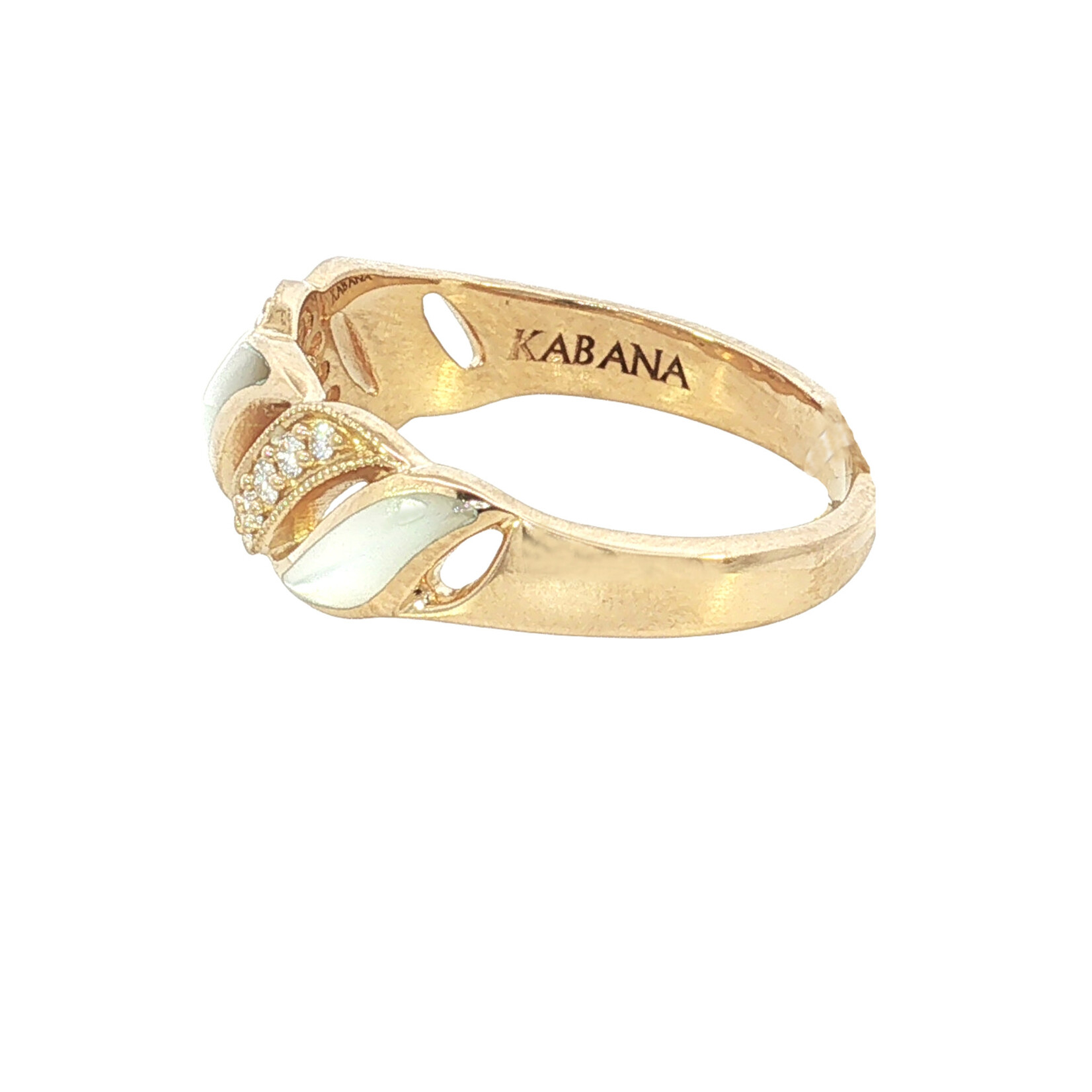 Kabana 14 Karat Yellow Gold Mother of Pearl and Diamond Ring