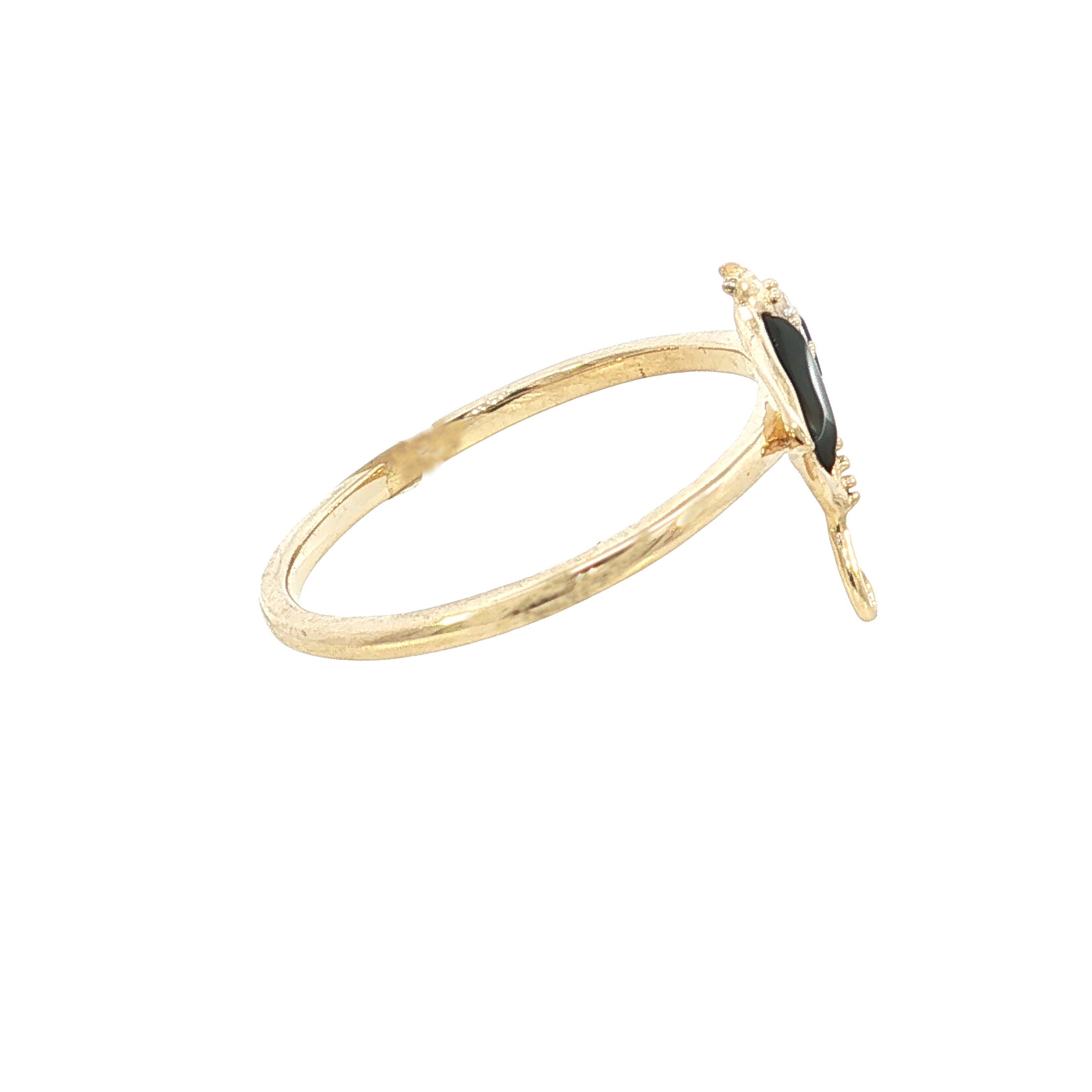 Kabana 14 Karat Yellow Gold Black Mother of Pearl Stingray and Diamond Ring