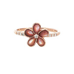 Kabana 14 Karat Rose Gold Pink Mother of Pearl and Diamond Plumeria Ring