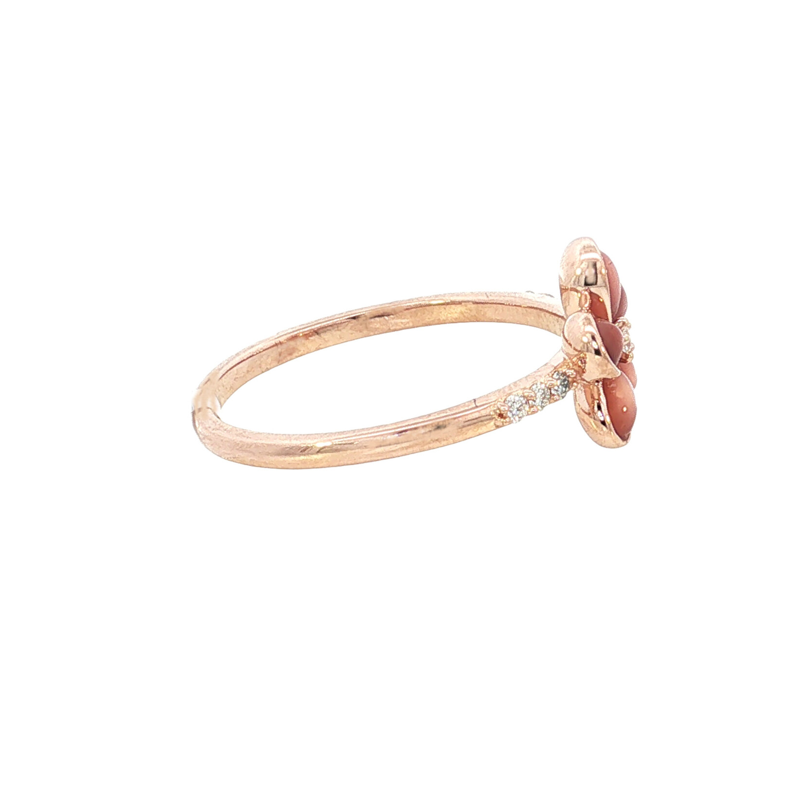 Kabana 14 Karat Rose Gold Pink Mother of Pearl and Diamond Plumeria Ring