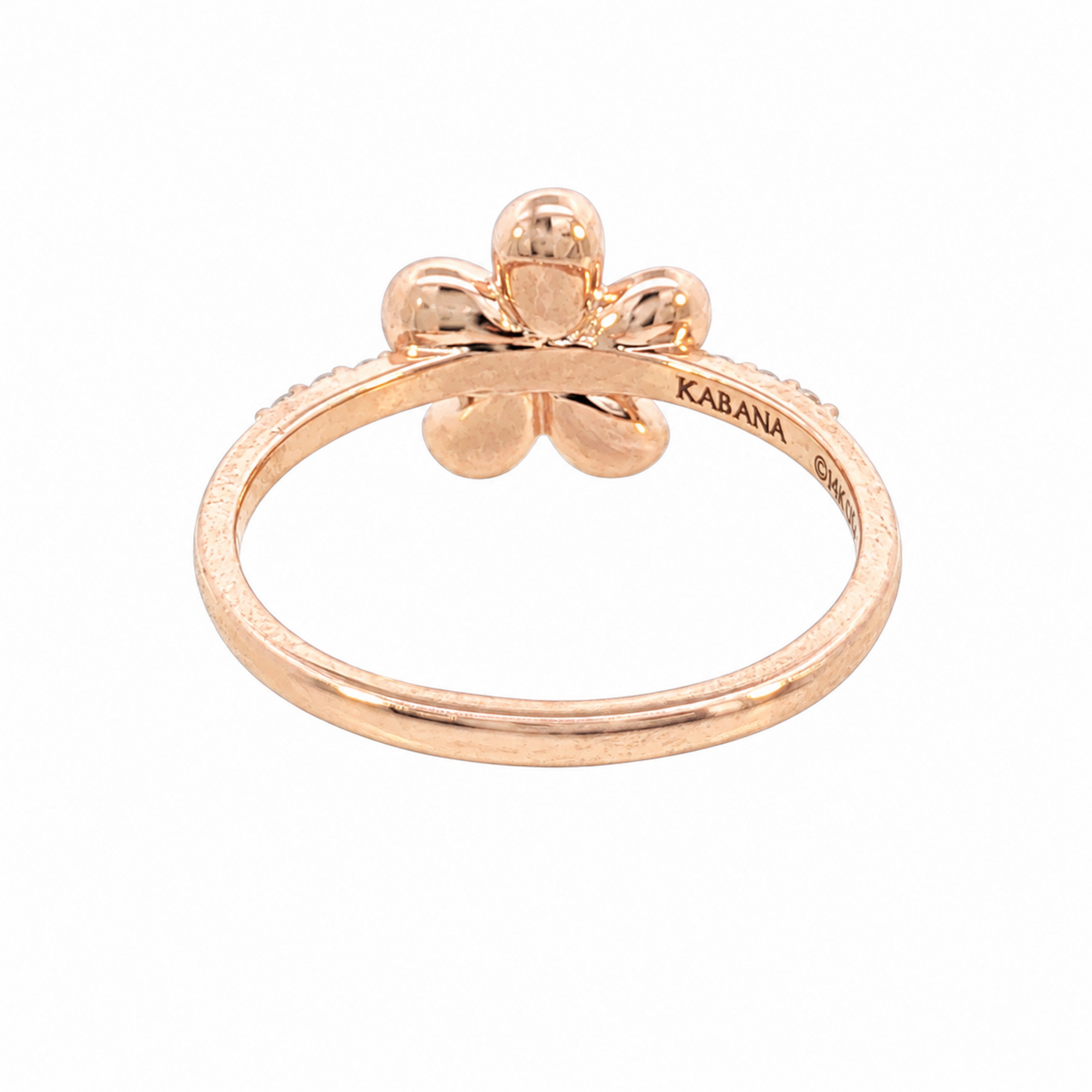 Kabana 14 Karat Rose Gold Pink Mother of Pearl and Diamond Plumeria Ring