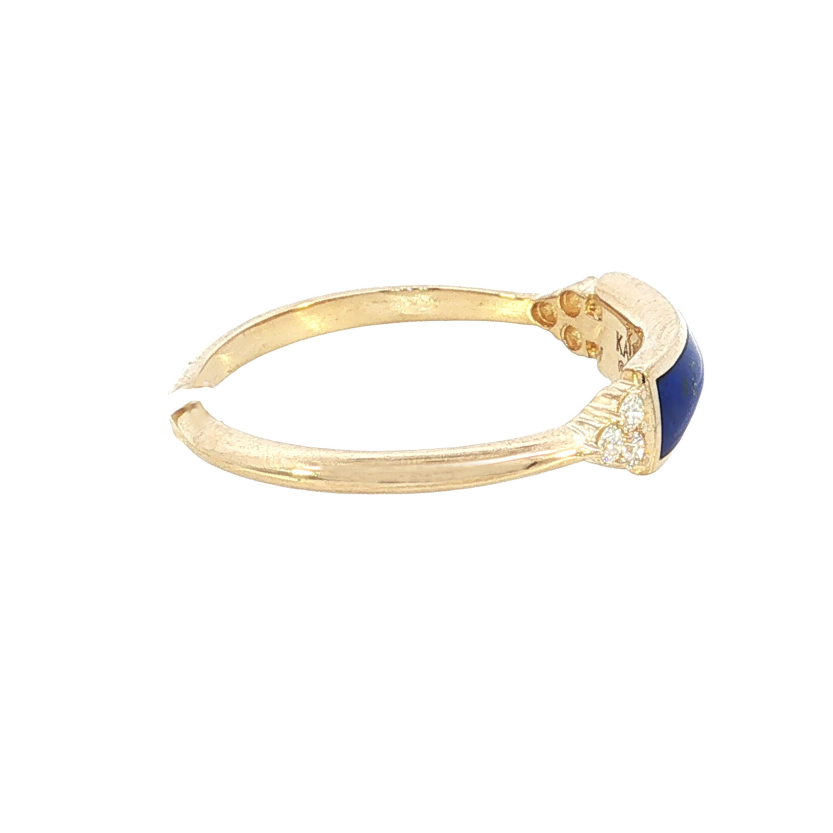 Kabana 14 Karat Yellow Gold Rectangle Lapis and Diamond Ring