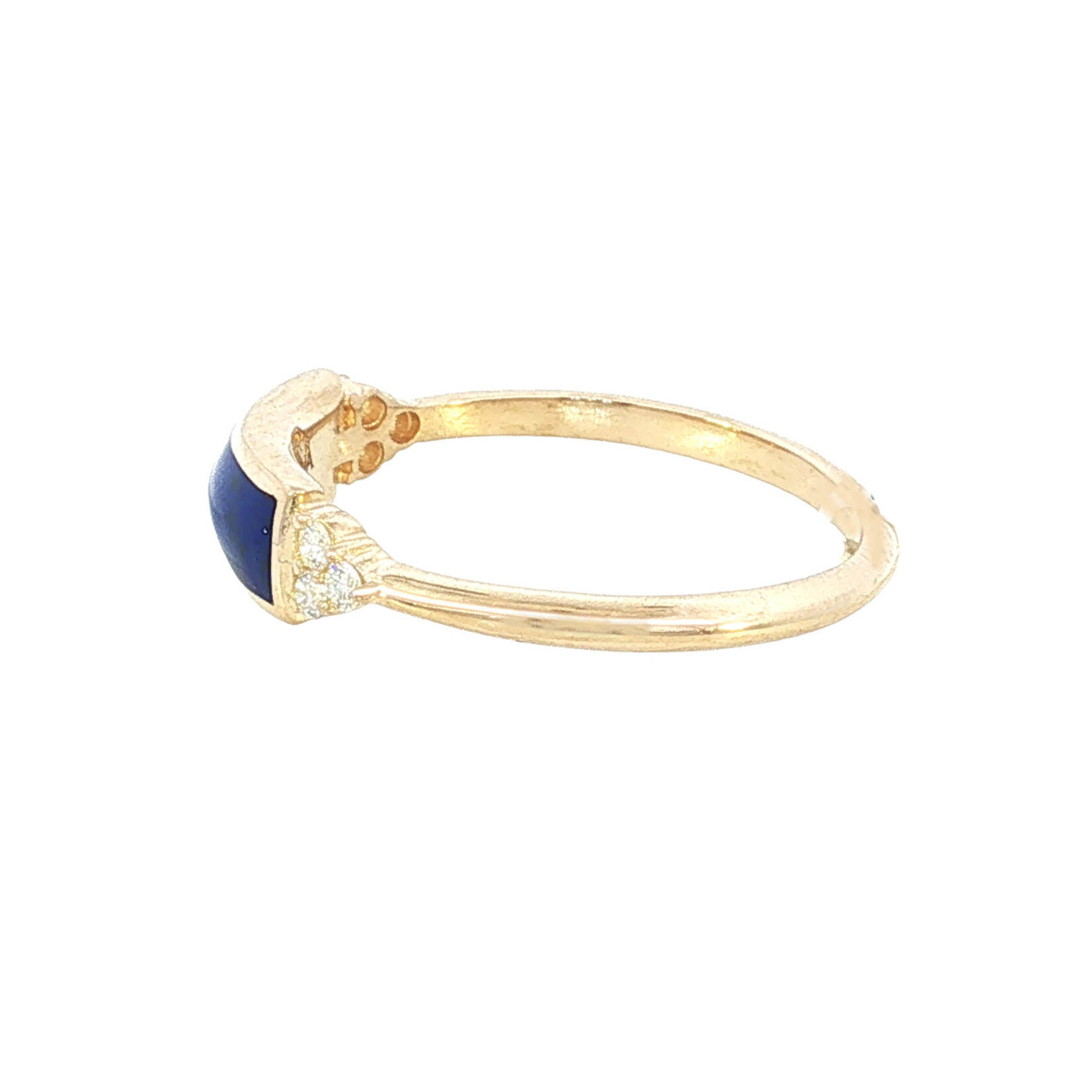 Kabana 14 Karat Yellow Gold Rectangle Lapis and Diamond Ring