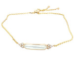 Kabana 14 Karat Yellow Gold White Mother of Pearl and Diamond Adjustable Bracelet