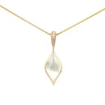 Kabana 14 Karat Yellow Gold White Mother of Pearl and Diamond Necklace