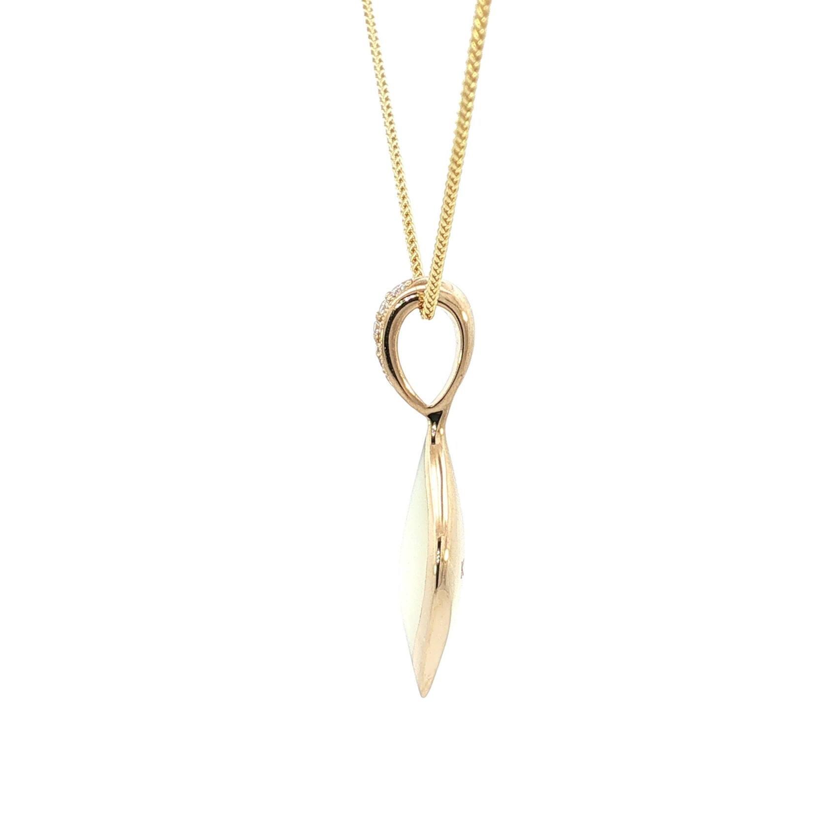 Kabana 14 Karat Yellow Gold White Mother of Pearl and Diamond Necklace
