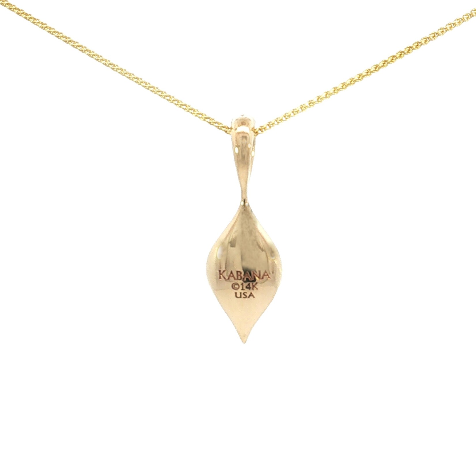 Kabana 14 Karat Yellow Gold White Mother of Pearl and Diamond Necklace