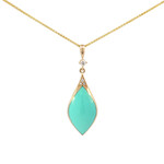 Kabana 14 Karat Yellow Gold Sleeping Beauty Turquoise and Diamond Necklace