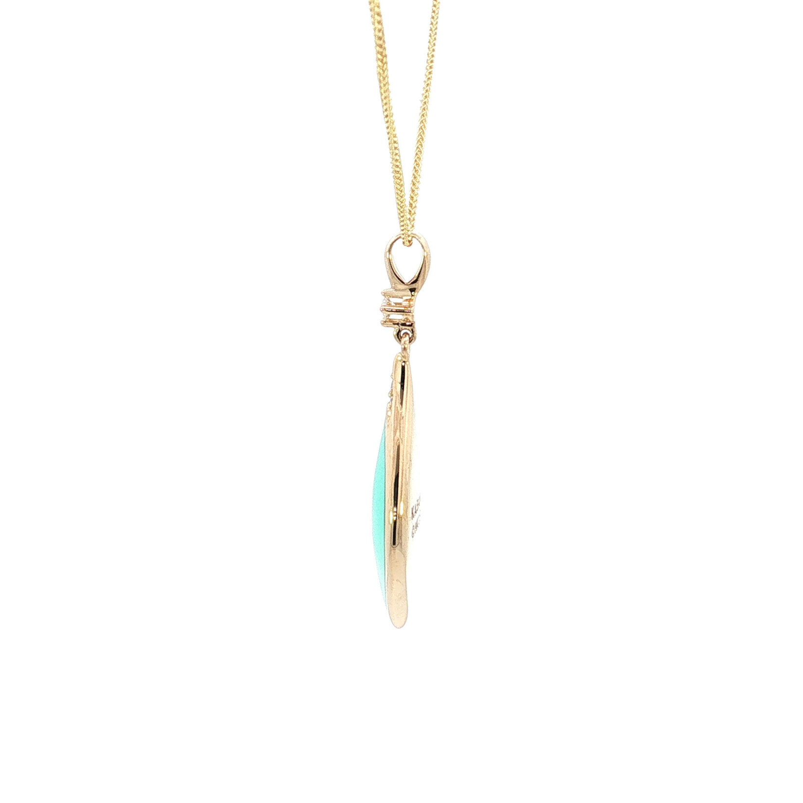 Kabana 14 Karat Yellow Gold Sleeping Beauty Turquoise and Diamond Necklace