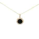 Kabana 14 Karat Yellow Gold Onyx and Diamond Halo Necklace